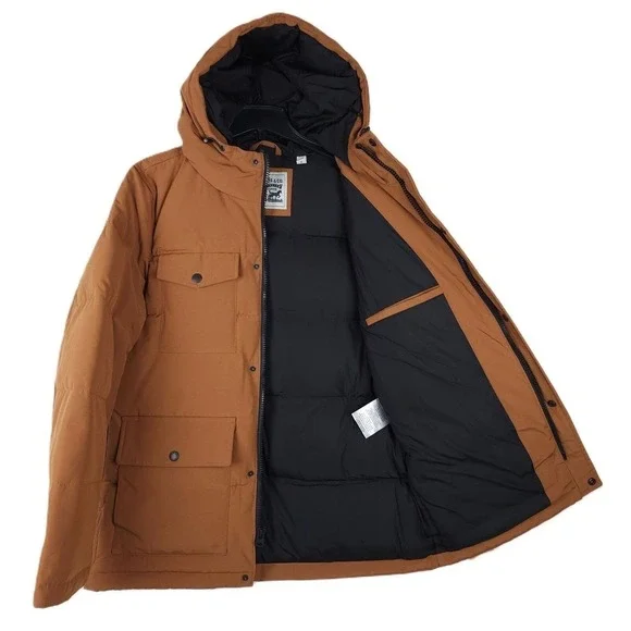 Levis Mens Arctic Cloth Quilted Parka Sz Medium Worker Brown Heavyweight NWT - Picture 2 of 5